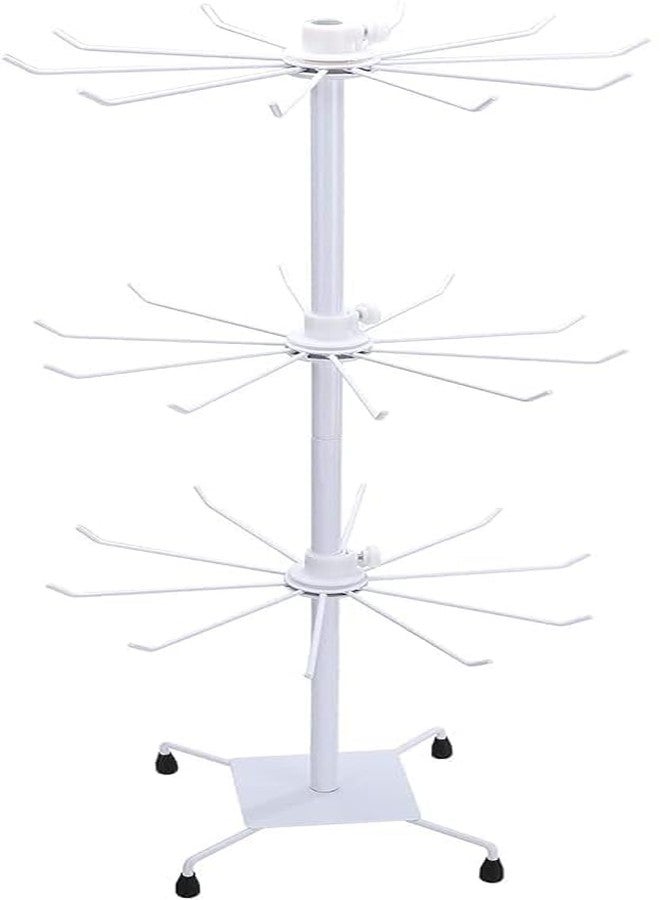 Loop Group 3 Tiers Layers Jewellery Display Holder, 3 Tier Rotating Necklace Holder Rack Fashion Counter Jewelry Tree Stand Display Organizer for Necklaces, Bracelets, Earrings, Ring (White 1) - Image 1